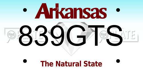 839GTS Arkansas License Plate