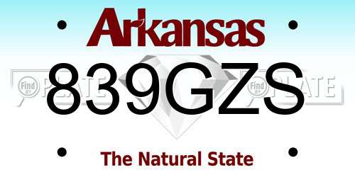 839GZS Arkansas License Plate