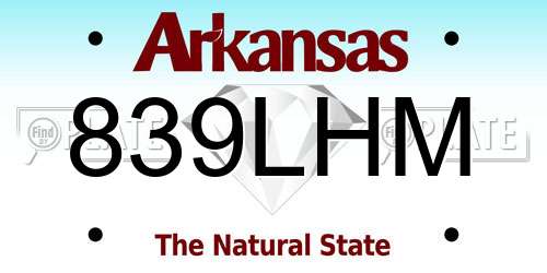 839LHM Arkansas License Plate