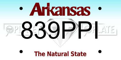 839PPI Arkansas License Plate