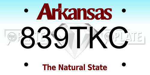 839TKC Arkansas License Plate