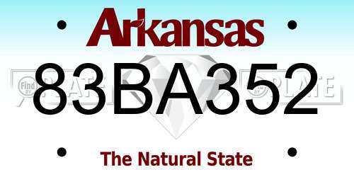 83BA352 Arkansas License Plate