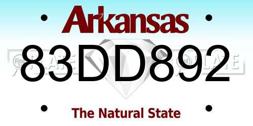 83DD892 Arkansas License Plate