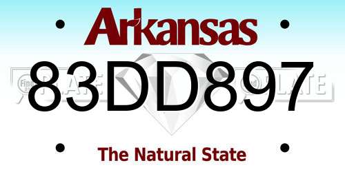 83DD897 Arkansas License Plate