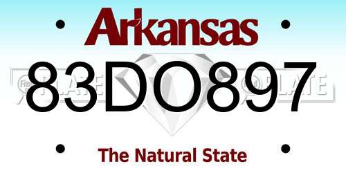 83DO897 Arkansas License Plate