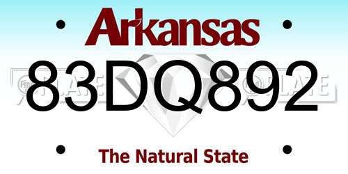 83DQ892 Arkansas License Plate