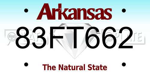 83FT662 Arkansas License Plate