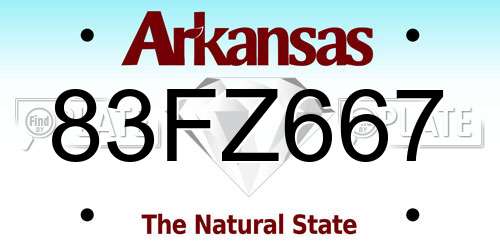 83FZ667 Arkansas License Plate