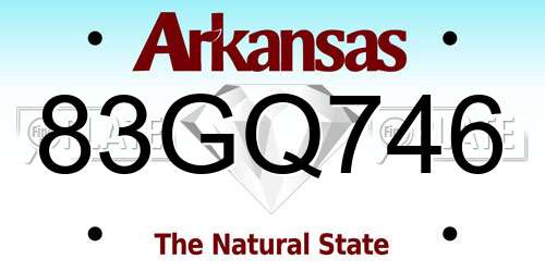 83GQ746 Arkansas License Plate