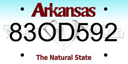 83OD592 Arkansas License Plate