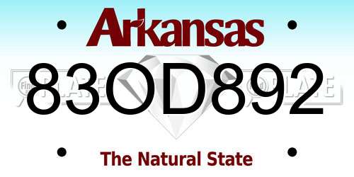 83OD892 Arkansas License Plate