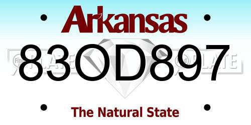 83OD897 Arkansas License Plate