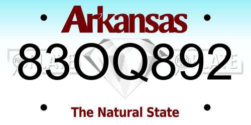 83OQ892 Arkansas License Plate