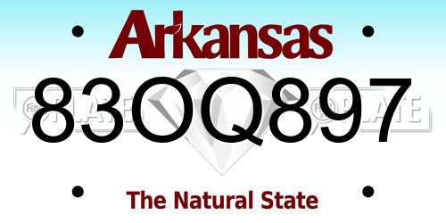 83OQ897 Arkansas License Plate