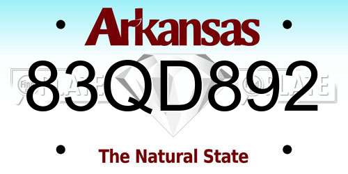 83QD892 Arkansas License Plate