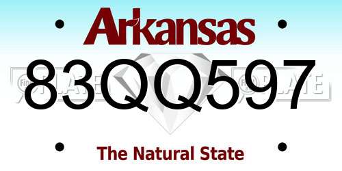 83QQ597 Arkansas License Plate