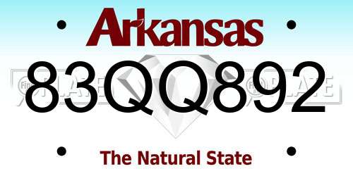 83QQ892 Arkansas License Plate