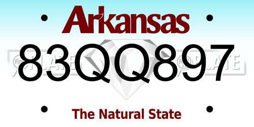 83QQ897 Arkansas License Plate