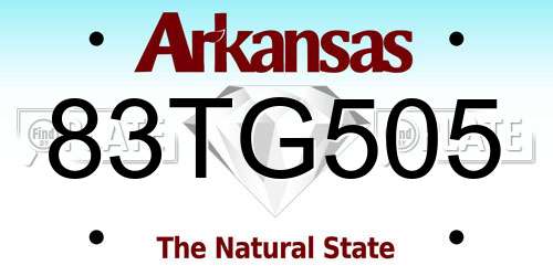 83TG505 Arkansas License Plate