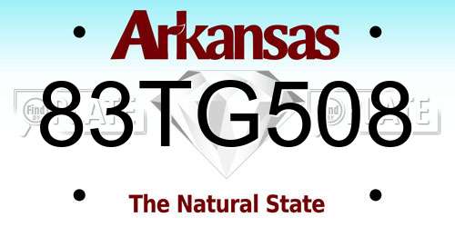 83TG508 Arkansas License Plate