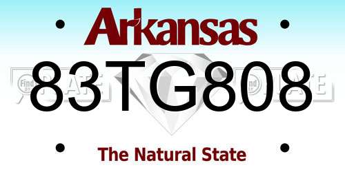 83TG808 Arkansas License Plate