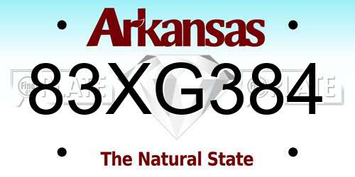 83XG384 Arkansas License Plate