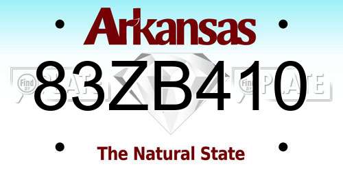 83ZB410 Arkansas License Plate