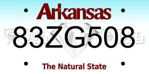83ZG508 Arkansas License Plate