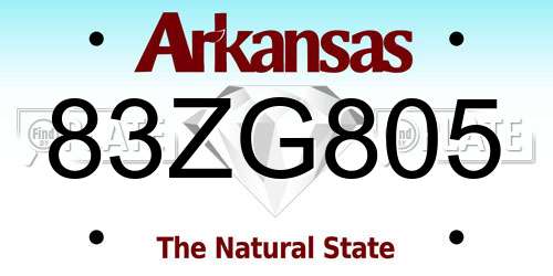 83ZG805 Arkansas License Plate