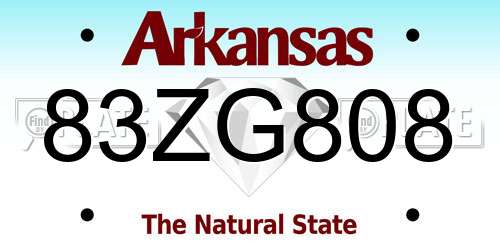83ZG808 Arkansas License Plate
