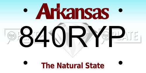 840RYP Arkansas License Plate