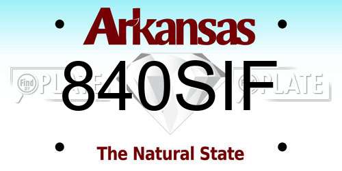 840SIF Arkansas License Plate