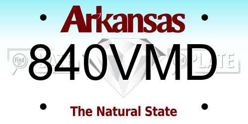 840VMD Arkansas License Plate