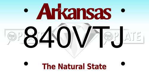 840VTJ Arkansas License Plate