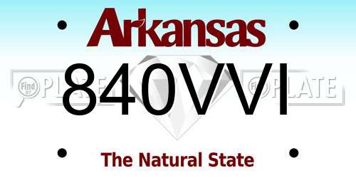 840VVI Arkansas License Plate