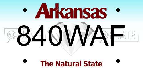 840WAF Arkansas License Plate