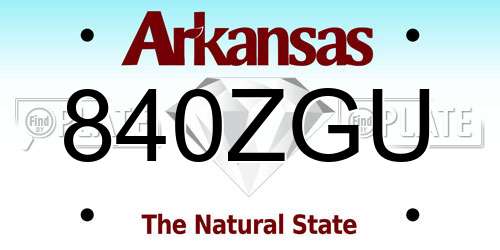 840ZGU Arkansas License Plate