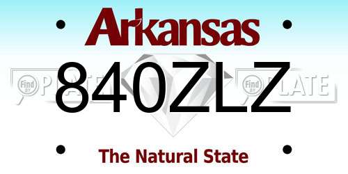 840ZLZ Arkansas License Plate