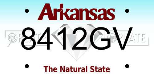 8412GV Arkansas License Plate