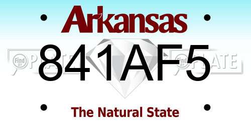 841AF5 Arkansas License Plate