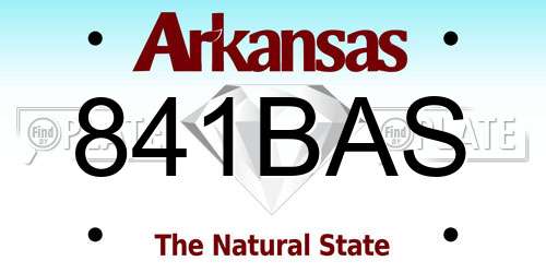 841BAS Arkansas License Plate