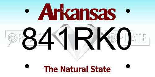 841RK0 Arkansas License Plate