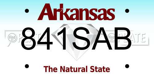 841SAB Arkansas License Plate