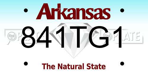 841TG1 Arkansas License Plate