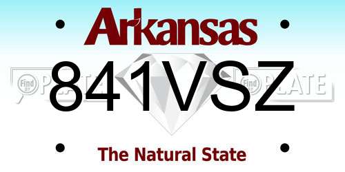 841VSZ Arkansas License Plate