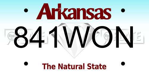 841WON Arkansas License Plate