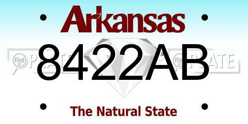 8422AB Arkansas License Plate