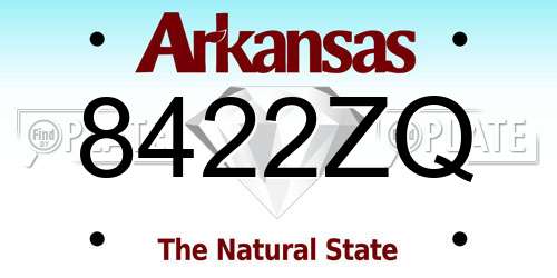 8422ZQ Arkansas License Plate