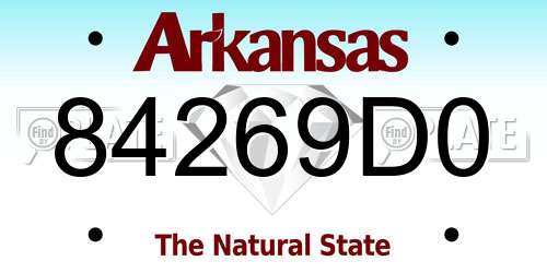 84269D0 Arkansas License Plate