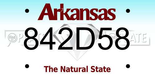 842D58 Arkansas License Plate